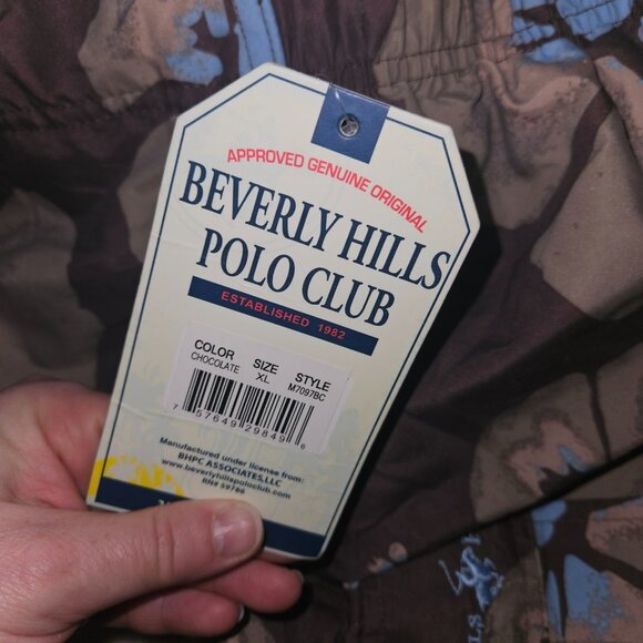 NEW Beverly Hills Polo Club Swim Trunks Board Shorts Mesh Lined Mens XL Brown - Picture 9 of 11